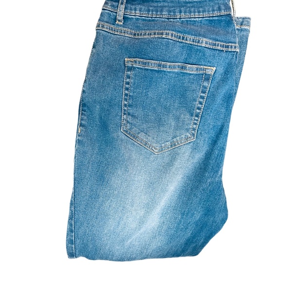 Woman Within Blue Straight Leg Jeans with Floral Embroidery - Picture 5 of 11